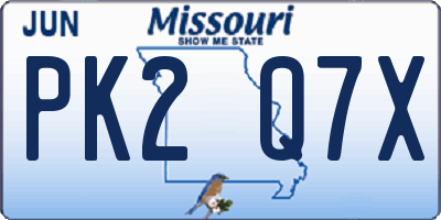 MO license plate PK2Q7X