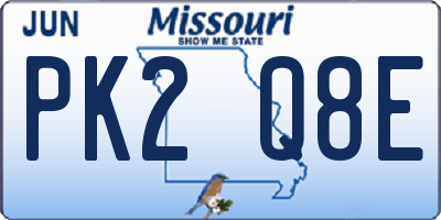 MO license plate PK2Q8E