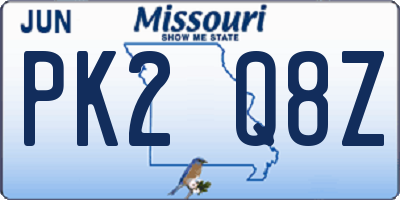 MO license plate PK2Q8Z