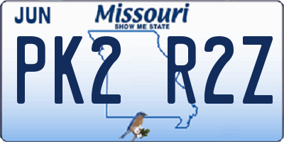 MO license plate PK2R2Z