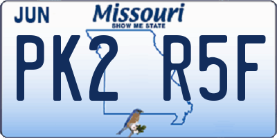 MO license plate PK2R5F