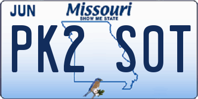 MO license plate PK2S0T