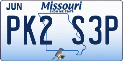 MO license plate PK2S3P