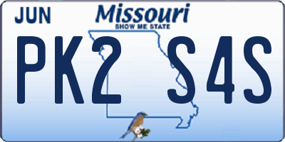MO license plate PK2S4S