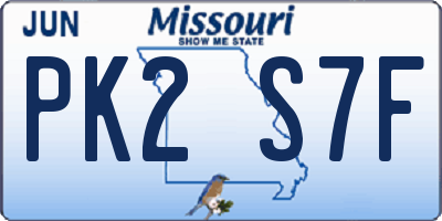 MO license plate PK2S7F