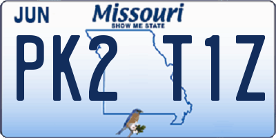 MO license plate PK2T1Z