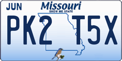 MO license plate PK2T5X