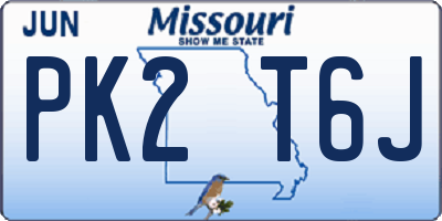MO license plate PK2T6J
