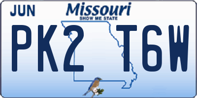 MO license plate PK2T6W