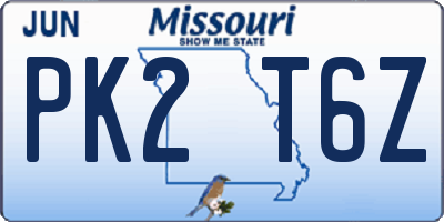 MO license plate PK2T6Z