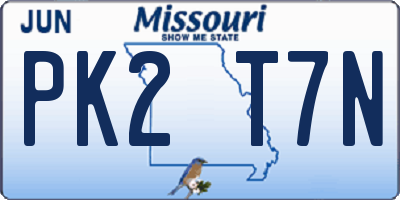 MO license plate PK2T7N