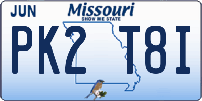 MO license plate PK2T8I