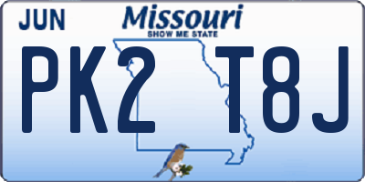 MO license plate PK2T8J