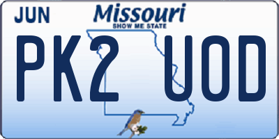 MO license plate PK2U0D