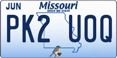 MO license plate PK2U0Q