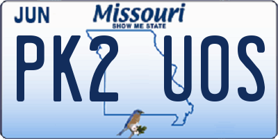 MO license plate PK2U0S
