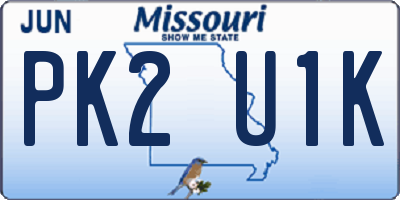 MO license plate PK2U1K
