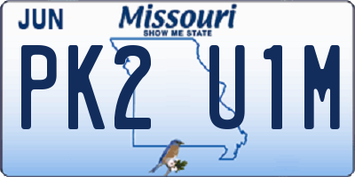 MO license plate PK2U1M