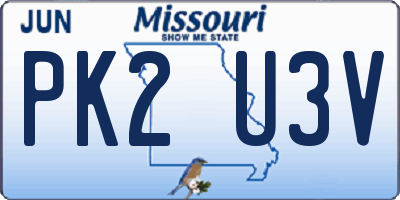 MO license plate PK2U3V
