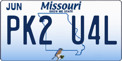 MO license plate PK2U4L
