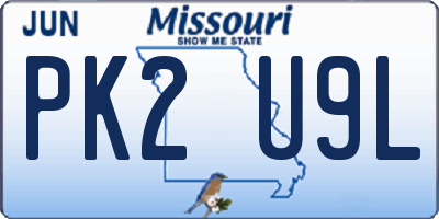 MO license plate PK2U9L