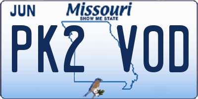 MO license plate PK2V0D