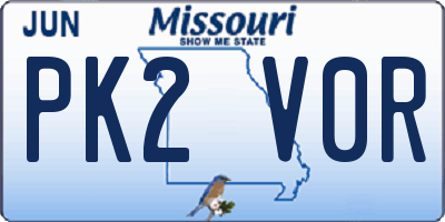 MO license plate PK2V0R
