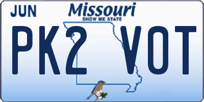 MO license plate PK2V0T