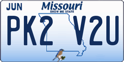 MO license plate PK2V2U