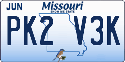 MO license plate PK2V3K