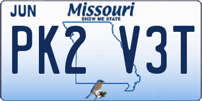 MO license plate PK2V3T