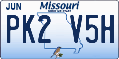MO license plate PK2V5H