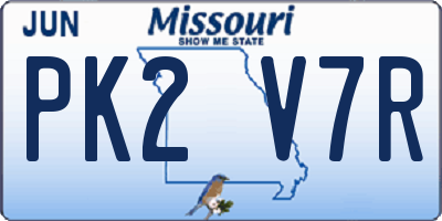 MO license plate PK2V7R