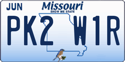 MO license plate PK2W1R
