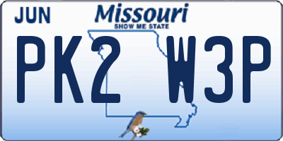 MO license plate PK2W3P