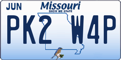MO license plate PK2W4P