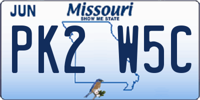 MO license plate PK2W5C