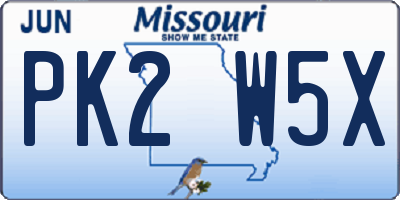 MO license plate PK2W5X