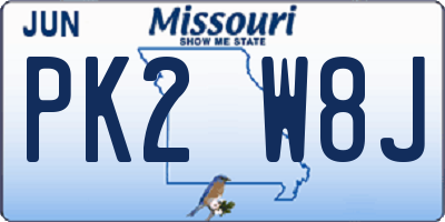 MO license plate PK2W8J
