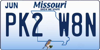MO license plate PK2W8N