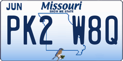 MO license plate PK2W8Q