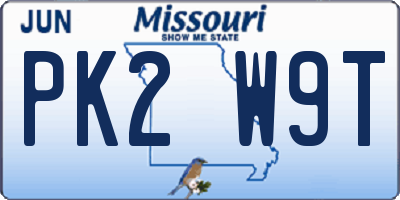 MO license plate PK2W9T