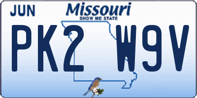 MO license plate PK2W9V