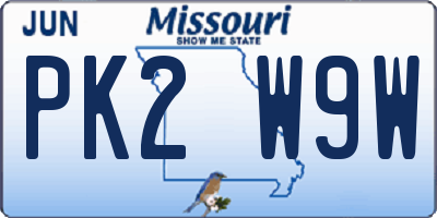 MO license plate PK2W9W