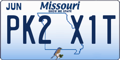 MO license plate PK2X1T