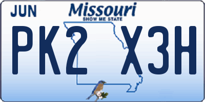 MO license plate PK2X3H