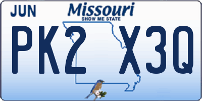 MO license plate PK2X3Q