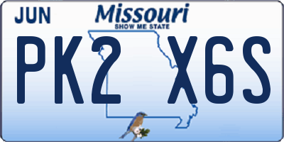 MO license plate PK2X6S