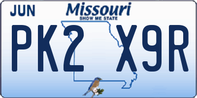 MO license plate PK2X9R