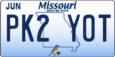 MO license plate PK2Y0T